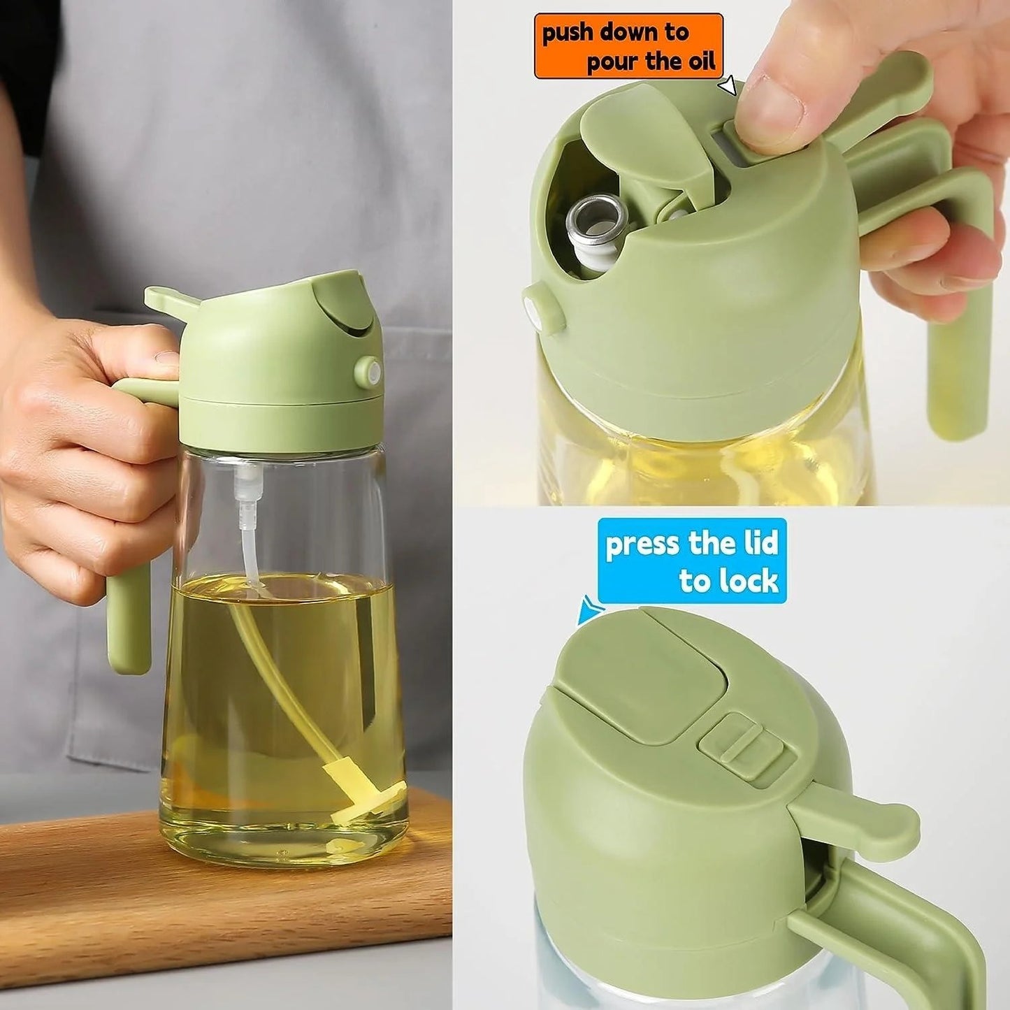 Pack of 2 Oil Spray Bottles – 470ml Leak-Proof Glass Dispenser for Cooking & Air Fryer
