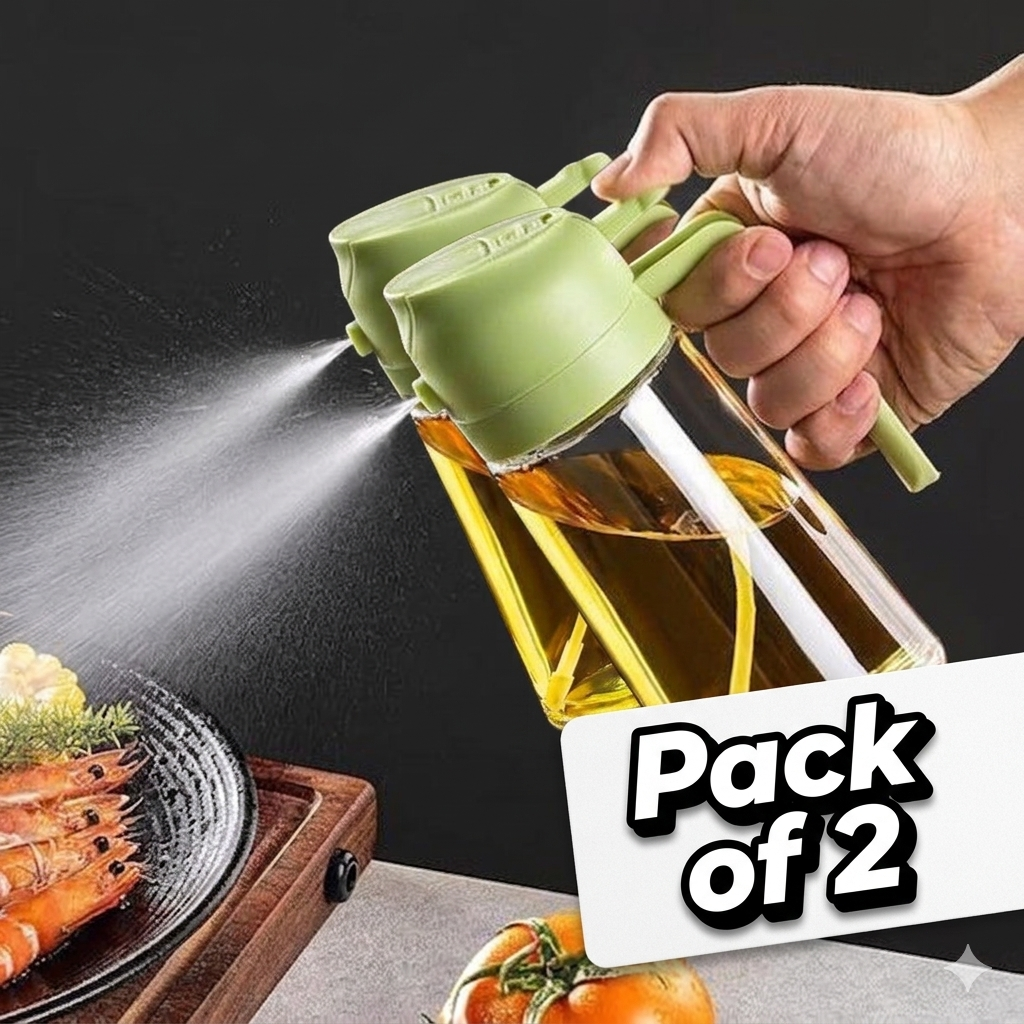 Pack of 2 Oil Spray Bottles – 470ml Leak-Proof Glass Dispenser for Cooking & Air Fryer