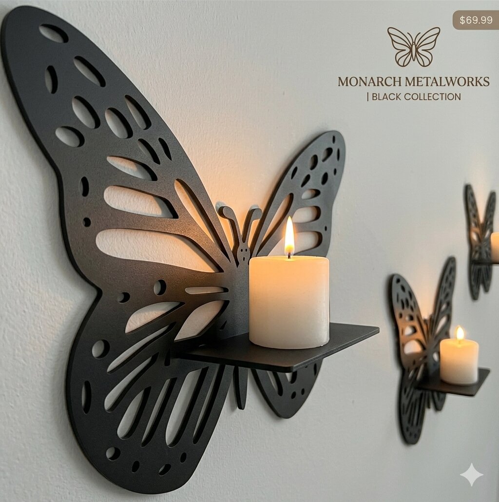 Pack of 4 Butterfly Wall Shelves – Decorative Wooden Wall Décor Set