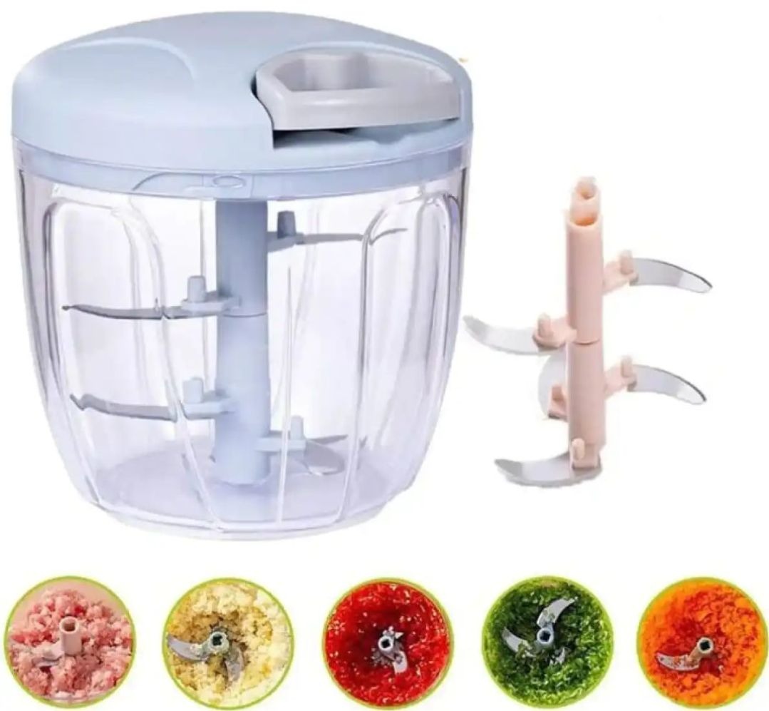 900ML Speedy Hand Chopper – 5 Stainless Steel Blades Manual Food Processor (Large Capacity)