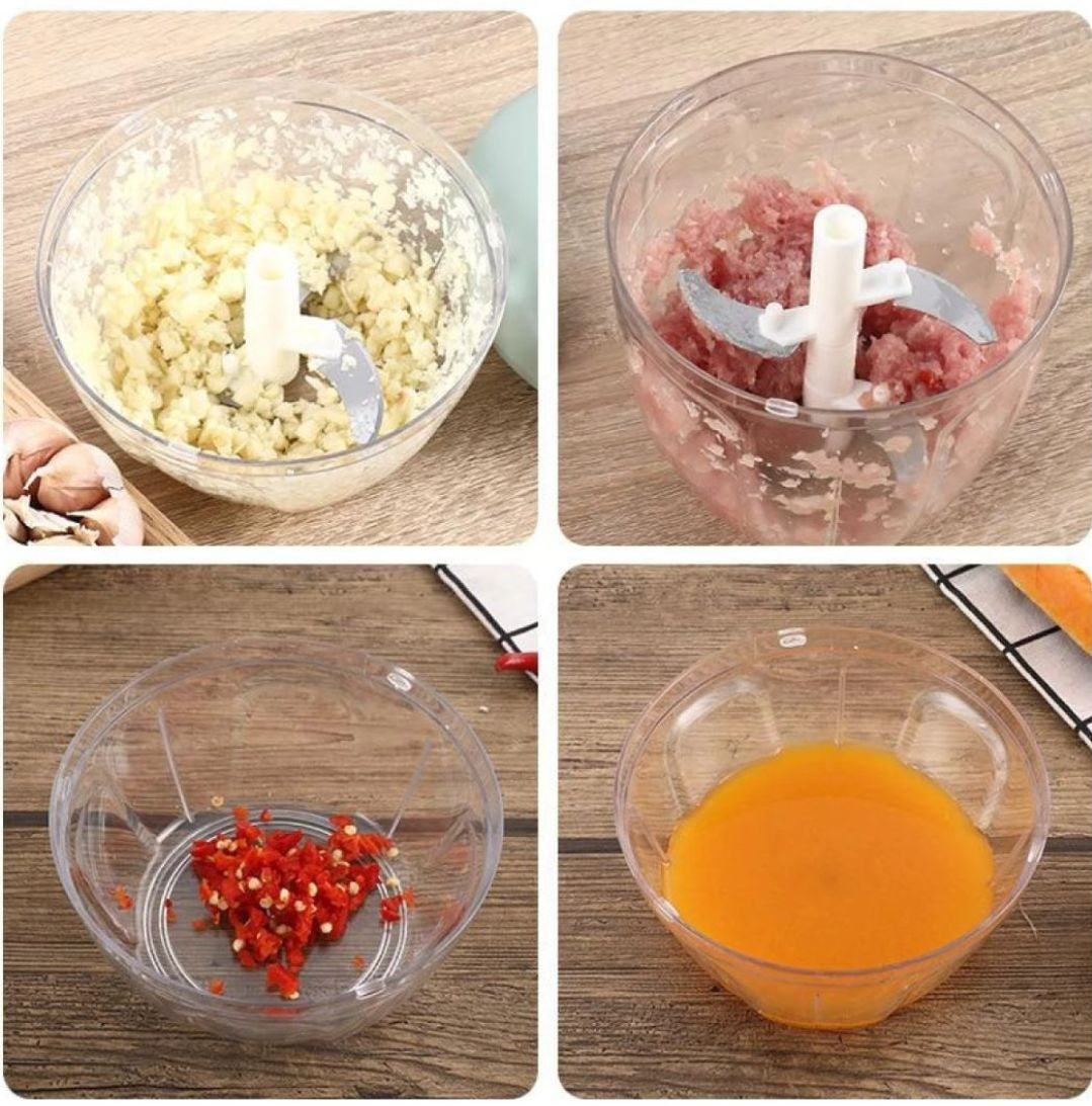 900ML Speedy Hand Chopper – 5 Stainless Steel Blades Manual Food Processor (Large Capacity)